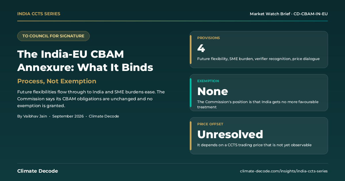 What the India-EU CBAM annexure binds
